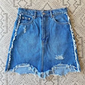 Zara denim distressed mini skirt size XS